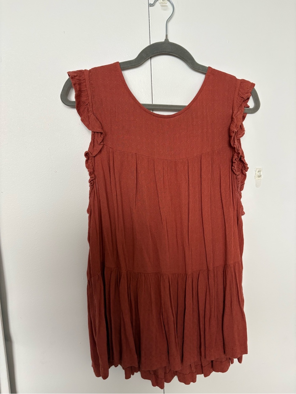 American Eagle XL Teracotta Blouse with Button Neck and Ruffled Sleeves